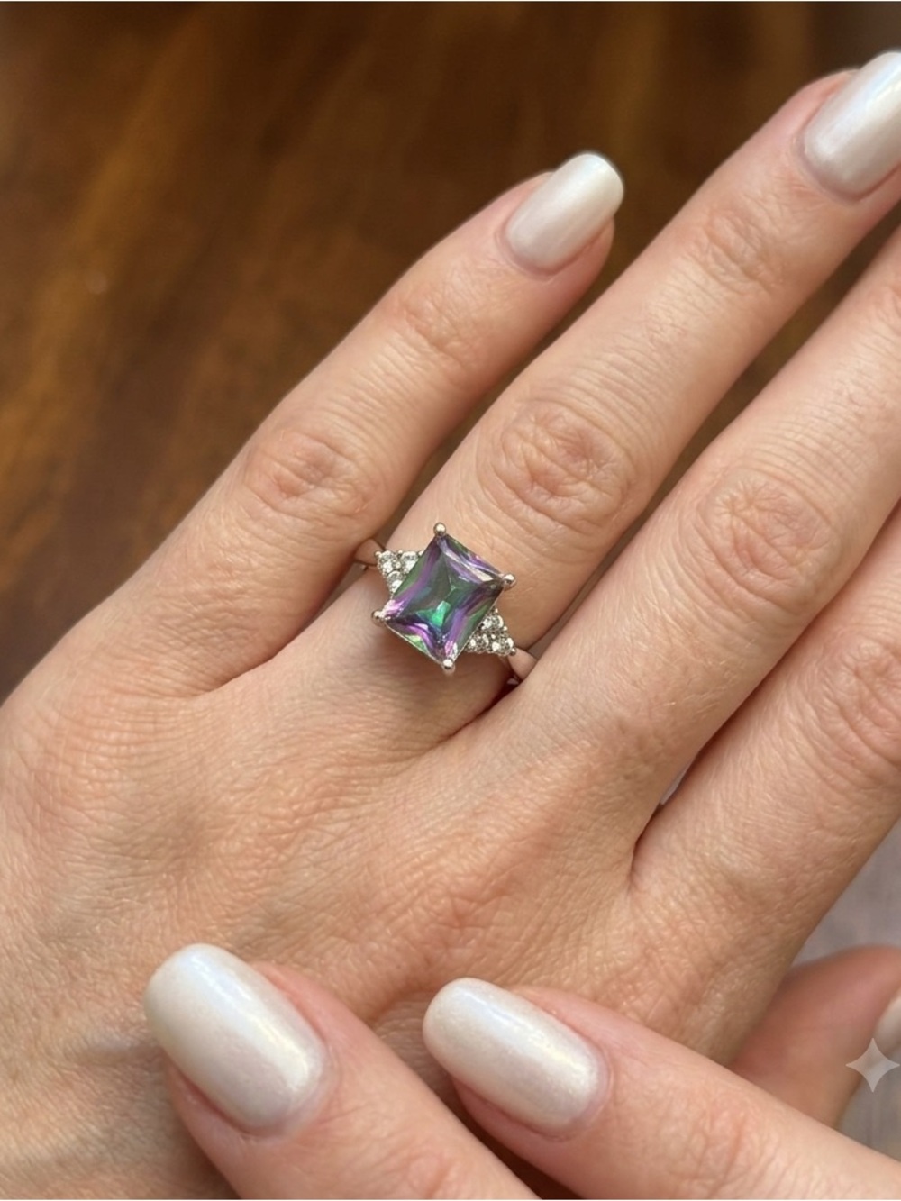 Mystic Topaz Silver Cocktail Ring in Iridescent Purple - Picture 2 of 6
